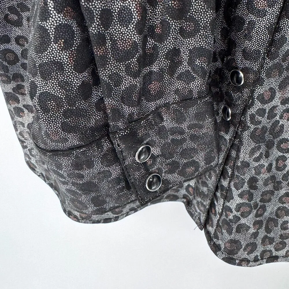 Roper Metallic Animal Print Shirt Women's XL Western Glam Indie Sleaze